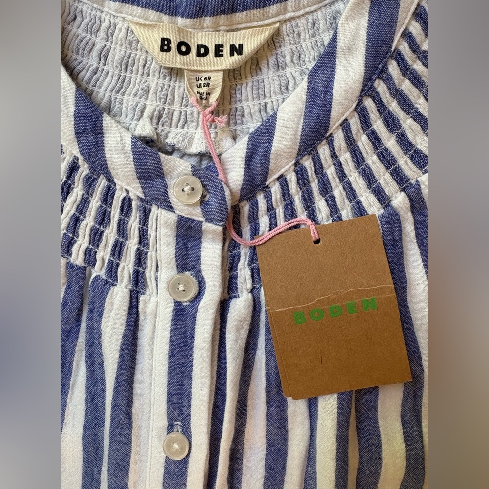 NWT Boden Ada Double Cloth Midi Dress Size 2 Blue White Stripe Coastal Preppy - Picture 8 of 16